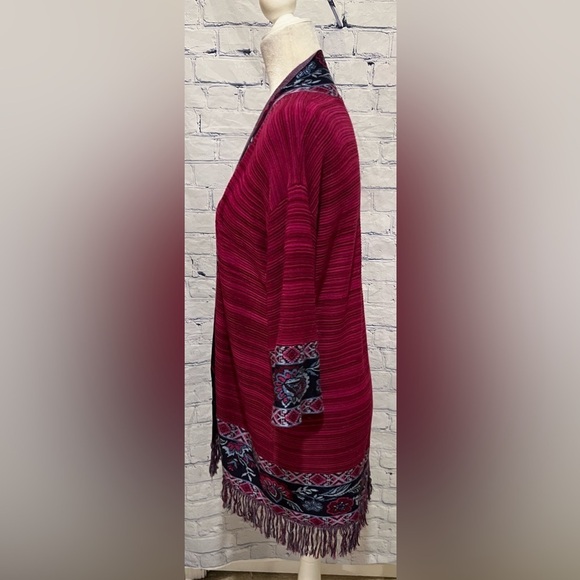 Stunning Ruby Rd. Women's Cardigan, Size Large Petite Paisley Fringe - Picture 3 of 7